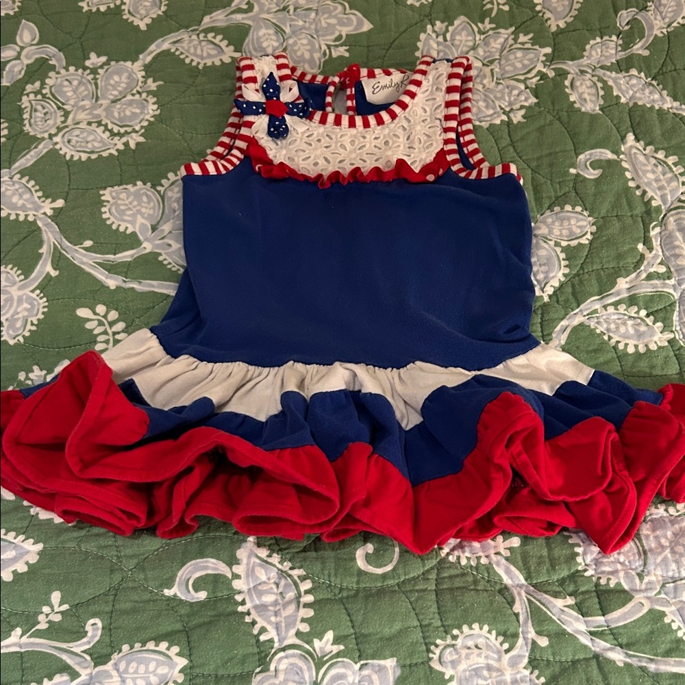 Emily Rose Red, White, and Blue Striped Dress 4th of July patriotic